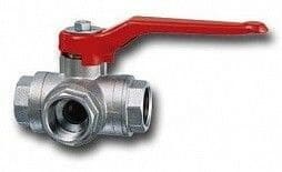 Cimberio Кран шаровой треходовой 21L 1/4" тип L полнопроходной PN40 ВВВ рычаг арт. CIM 21L 14