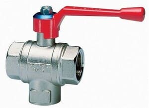 Cimberio Кран шаровой треходовой деления потока 23 1/2" тип T полнопроходной PN25 ВВВ рычаг арт. CIM 23 12