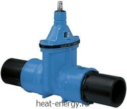 Е2 Задвижка короткая с PE патрубками PN 16 Hawle 4050E2 100/110